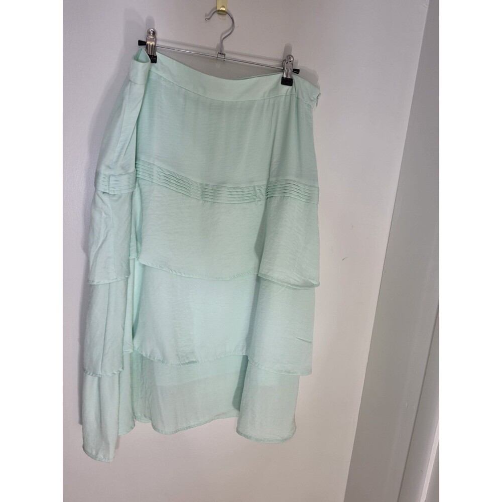 Sweet Alt Mint Green Chiffon Layered Zip A-Line Long Skirt XL Women